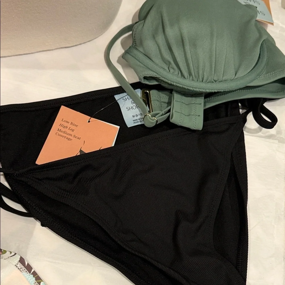 Wild Fable Shade Shore Swimsuit Bundle Medium Floral Black Green Pink